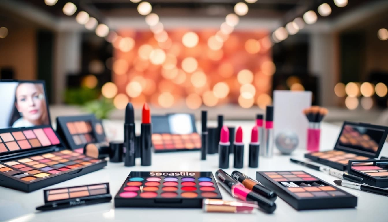 Showcasing premium products from wholesale makeup suppliers in a bright and inviting studio.