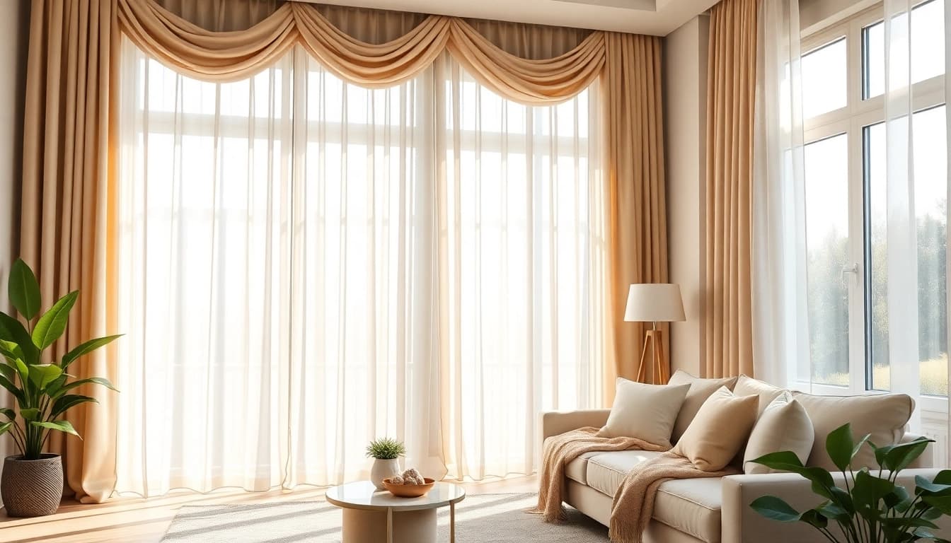 Verduisterende gordijnen in een sfeervolle woonkamer met natuurlijk licht en stijlvolle decoraties.