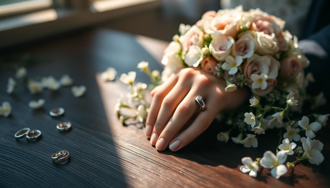 Showcase of elegant tungsten rings with floral accents, perfect for romantic jewelry.
