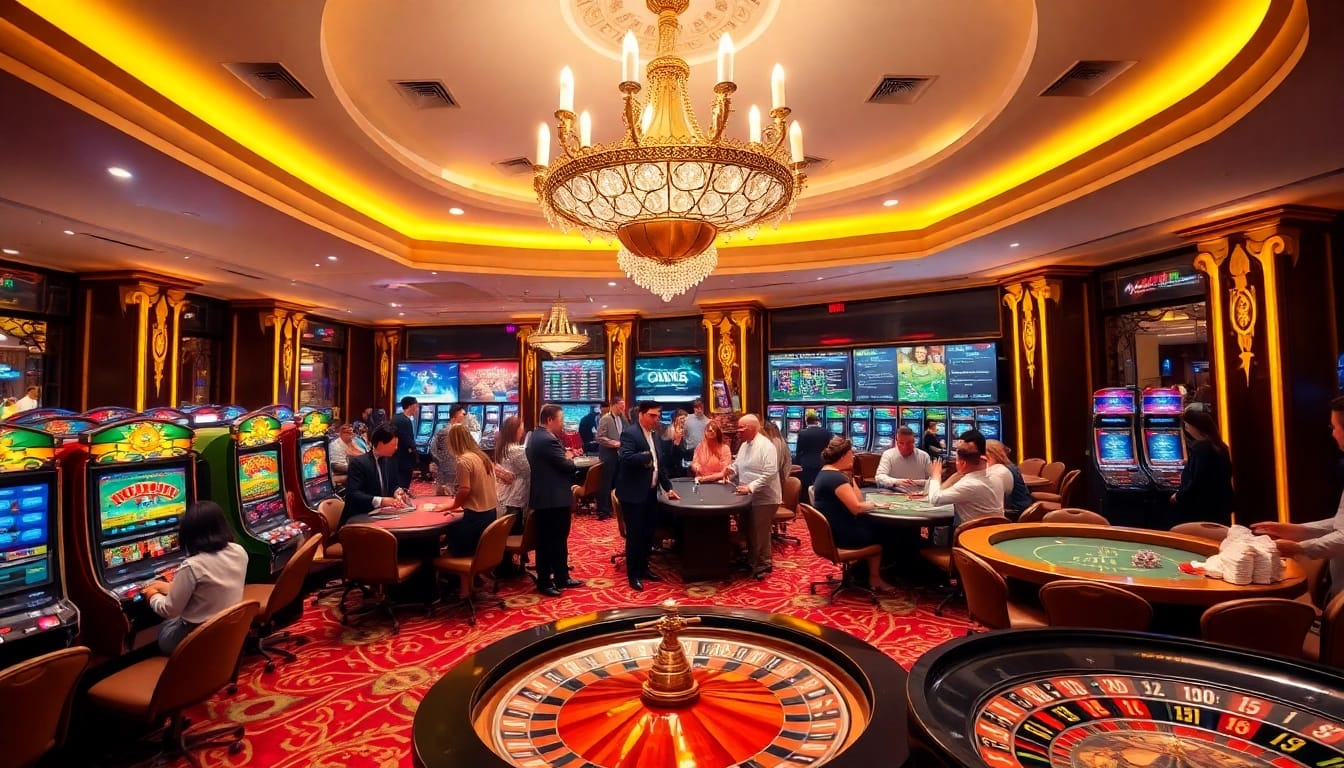 Vivez l'atmosphère palpitante d'un casino en ligne Français 2026 avec des joueurs profitant de jeux passionnants.