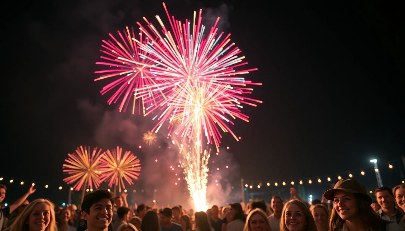 Experience the excitement of cheap fireworks near me lighting up the night sky in a vibrant celebration.