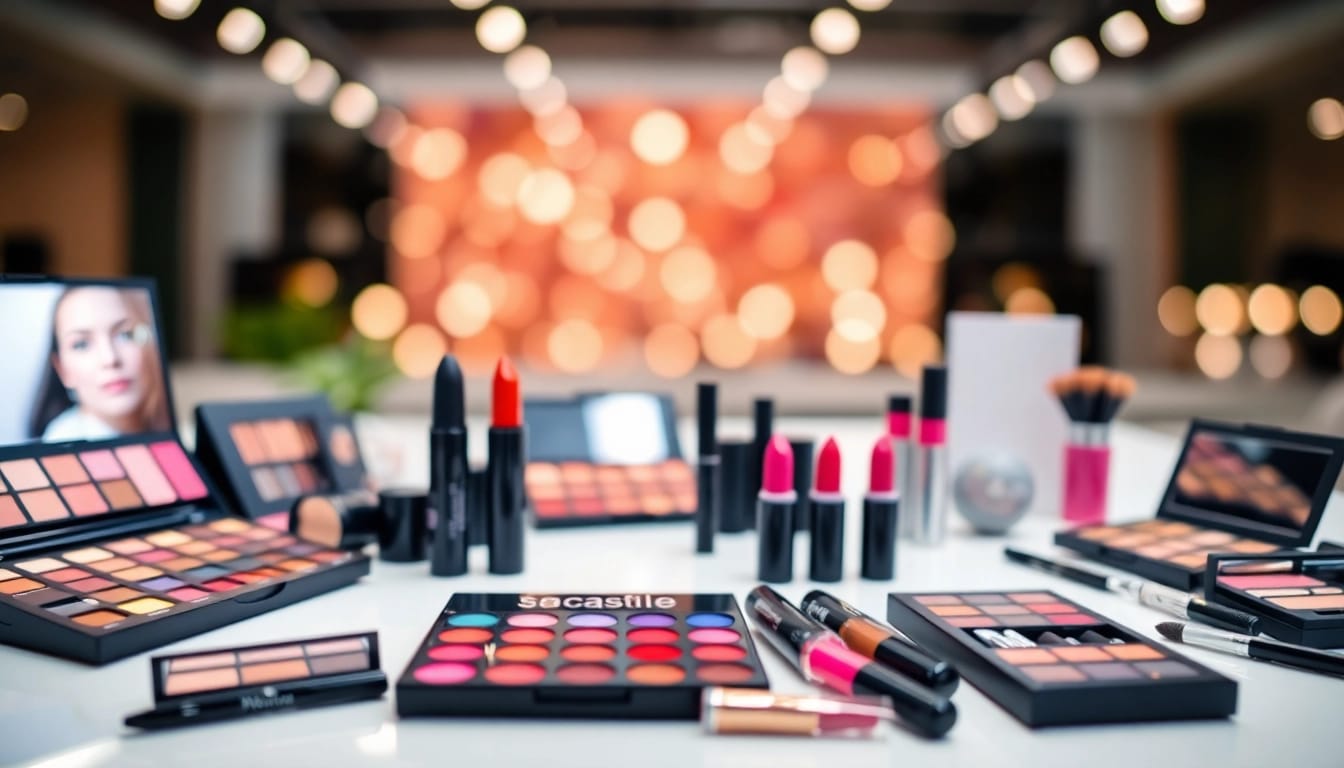 Showcasing premium products from wholesale makeup suppliers in a bright and inviting studio.
