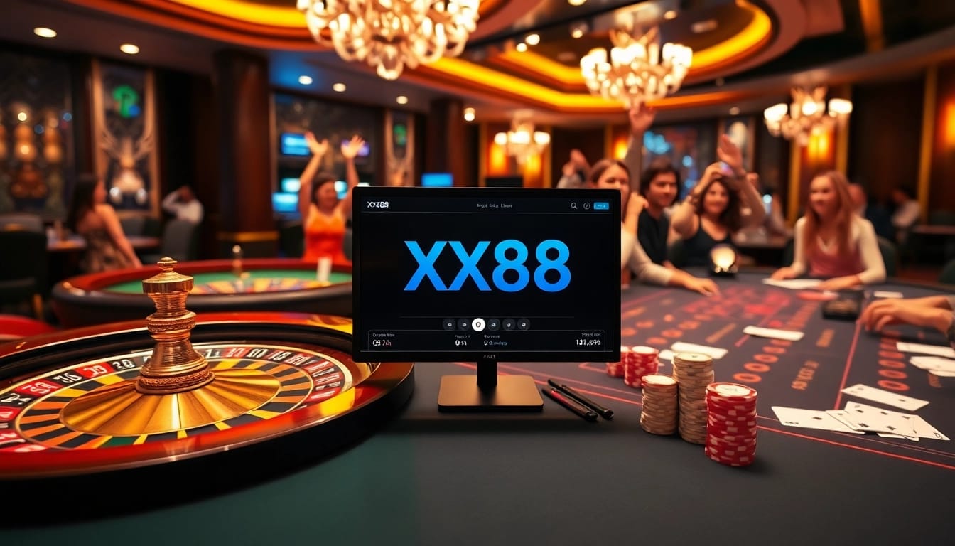 Experience the thrill of gaming at XX88 with vibrant casino elements and an inviting atmosphere.