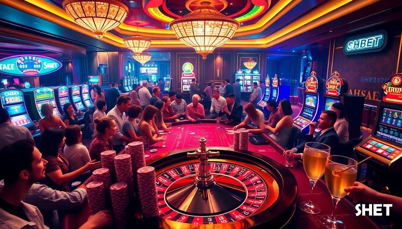 Experience thrilling gaming at SHBET.LAW with vibrant casino tables, exciting players, and high-stakes action.