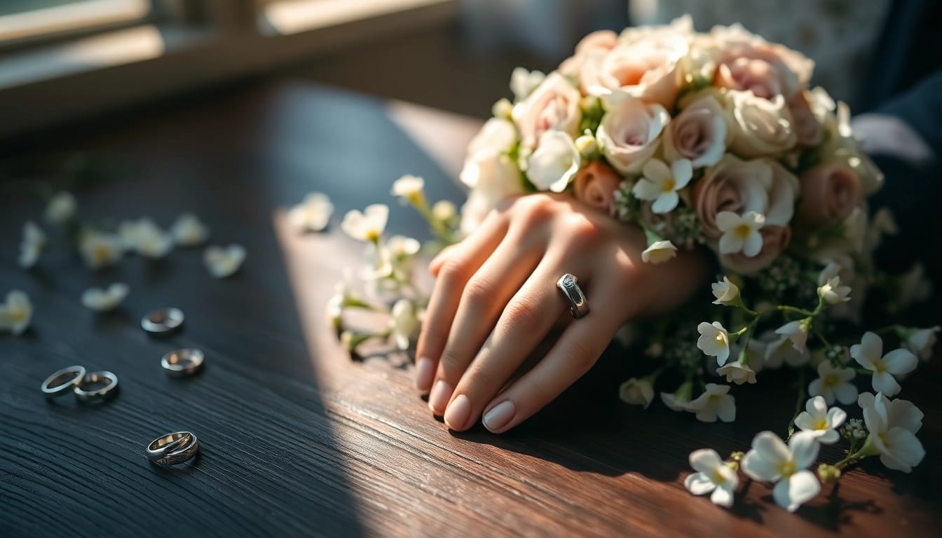 Showcase of elegant tungsten rings with floral accents, perfect for romantic jewelry.