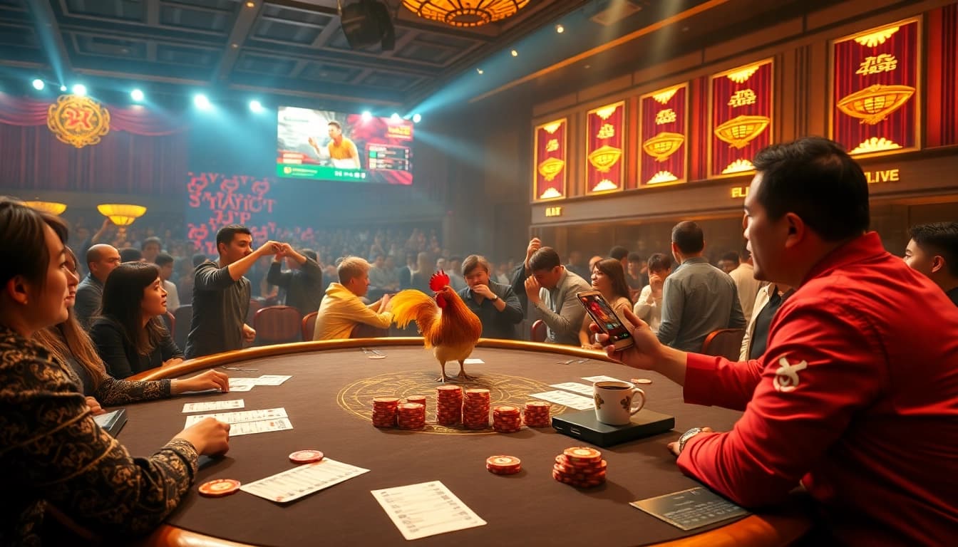 Xem đá gà trực tiếp with vibrant online betting, featuring live commentary and engaging visuals.