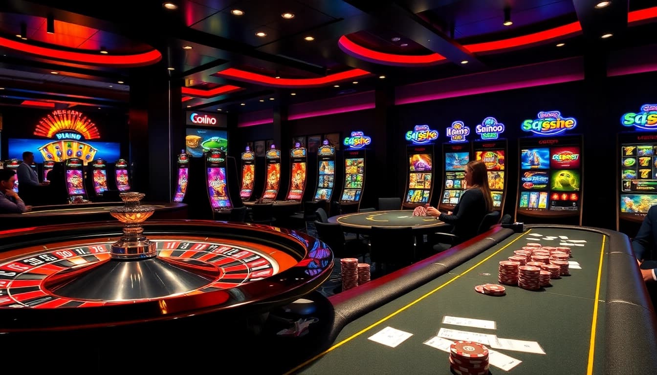 Scène engageante mettant en avant les casinos en ligne Français 2026 avec des jetons de poker et l'action de la roulette.