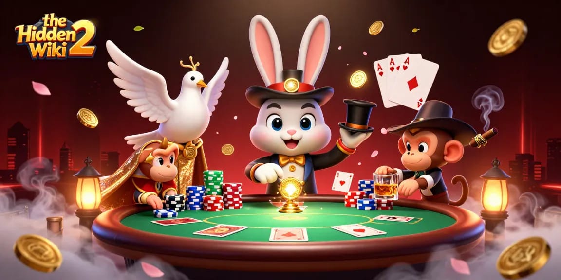 Win big at the hidden wiki 2 with magical poker action featuring coins and cards.