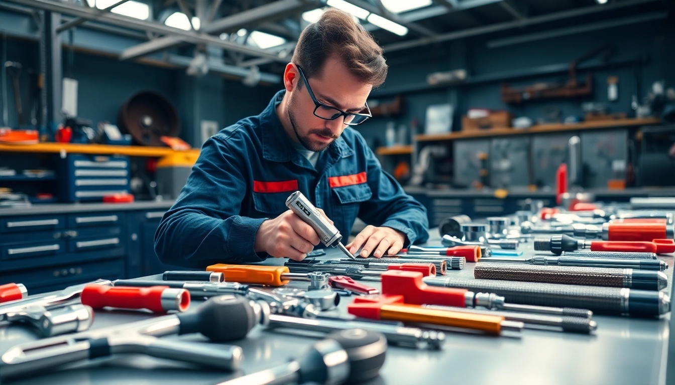 Professioneller Arbeitsplatz mit FACOM-Werkzeugen, die Qualität und Präzision in Spanien zeigen.