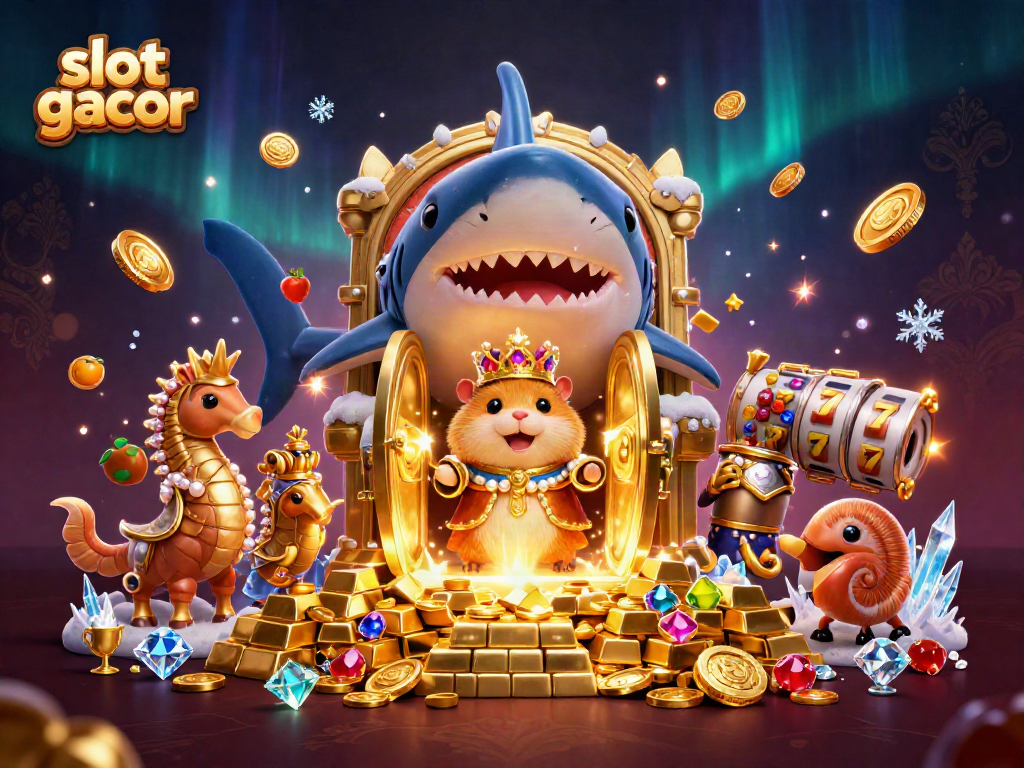 Experience slot gacor action with the golden hamster king and treasure-filled dynamics in this vibrant scene.