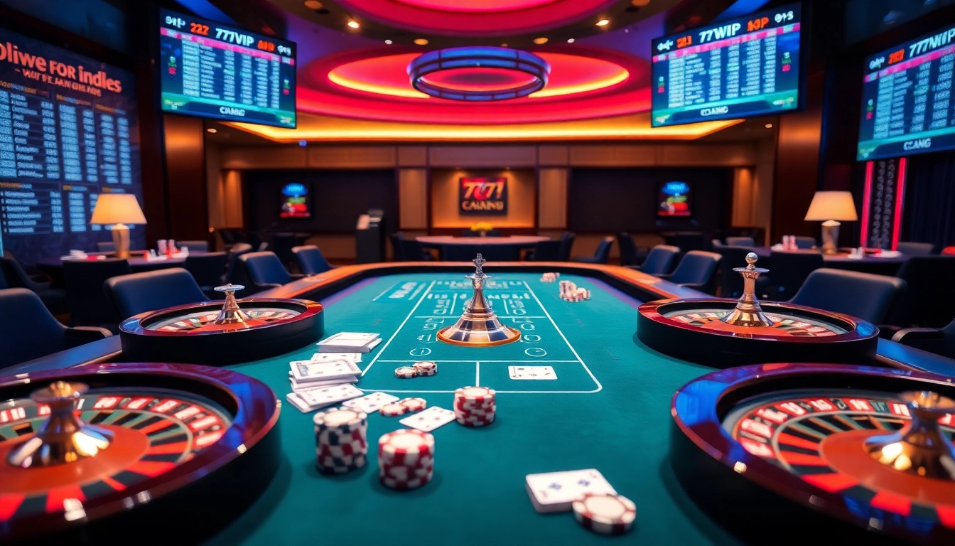 Experience the thrill of online gaming at 777VIP with vibrant casino tables and action.