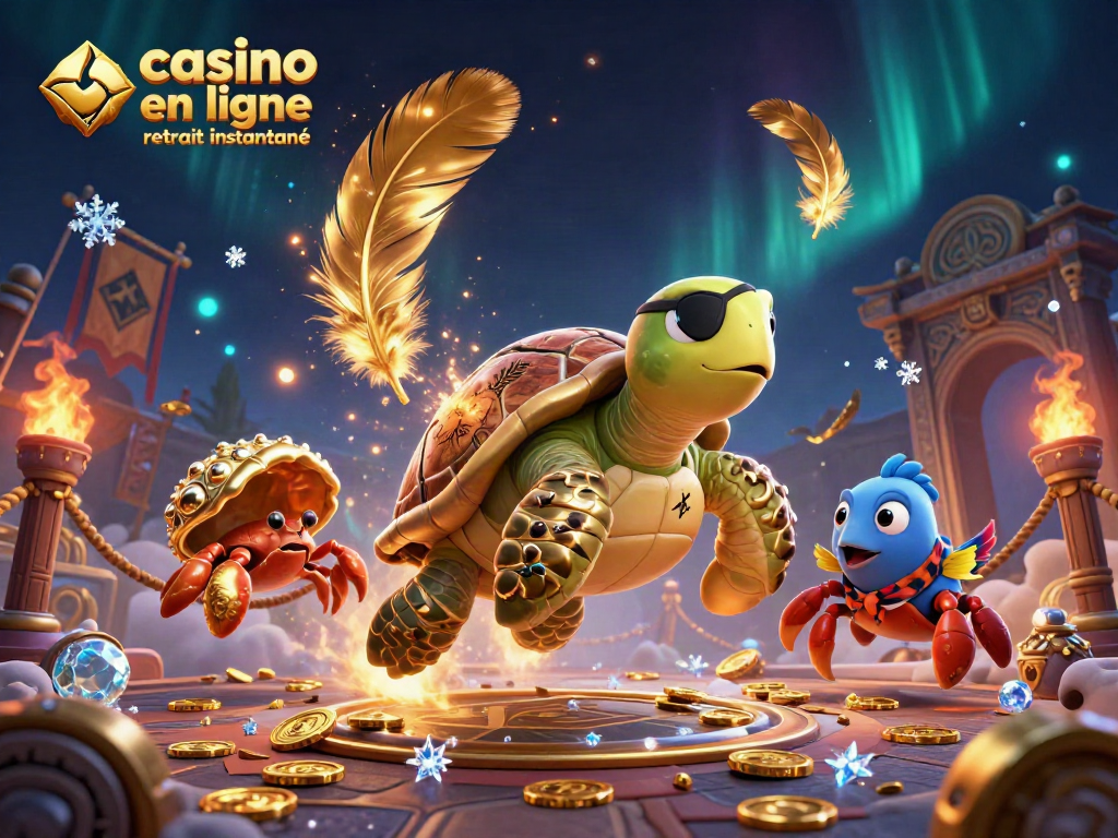 Casino en ligne retrait instantané : turtle pirate et crab livreurs de butins sous l'eau.