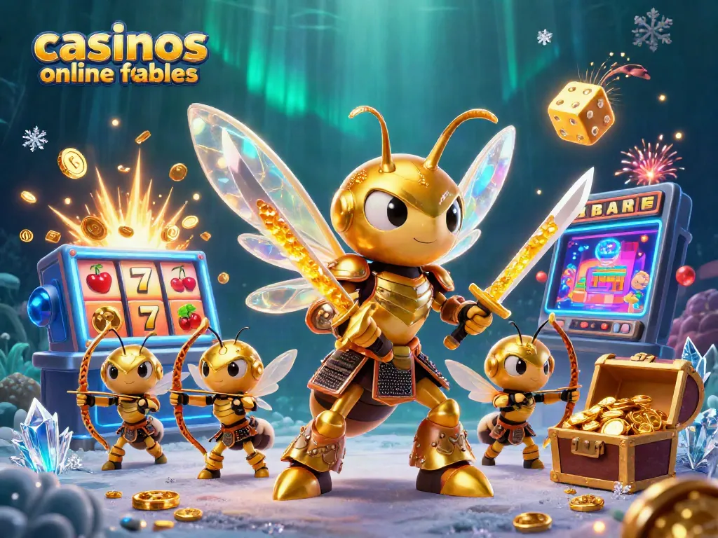 Gana en casinos online fiables con una emocionante ilustración de un casino lleno de luces y jackpots.