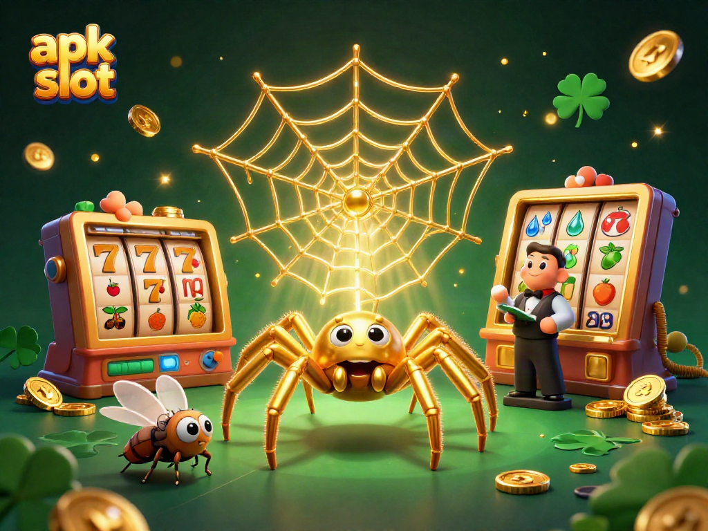 Engage with thrilling apk slot action featuring a spider and centipede in an intricate 3D casino scene.