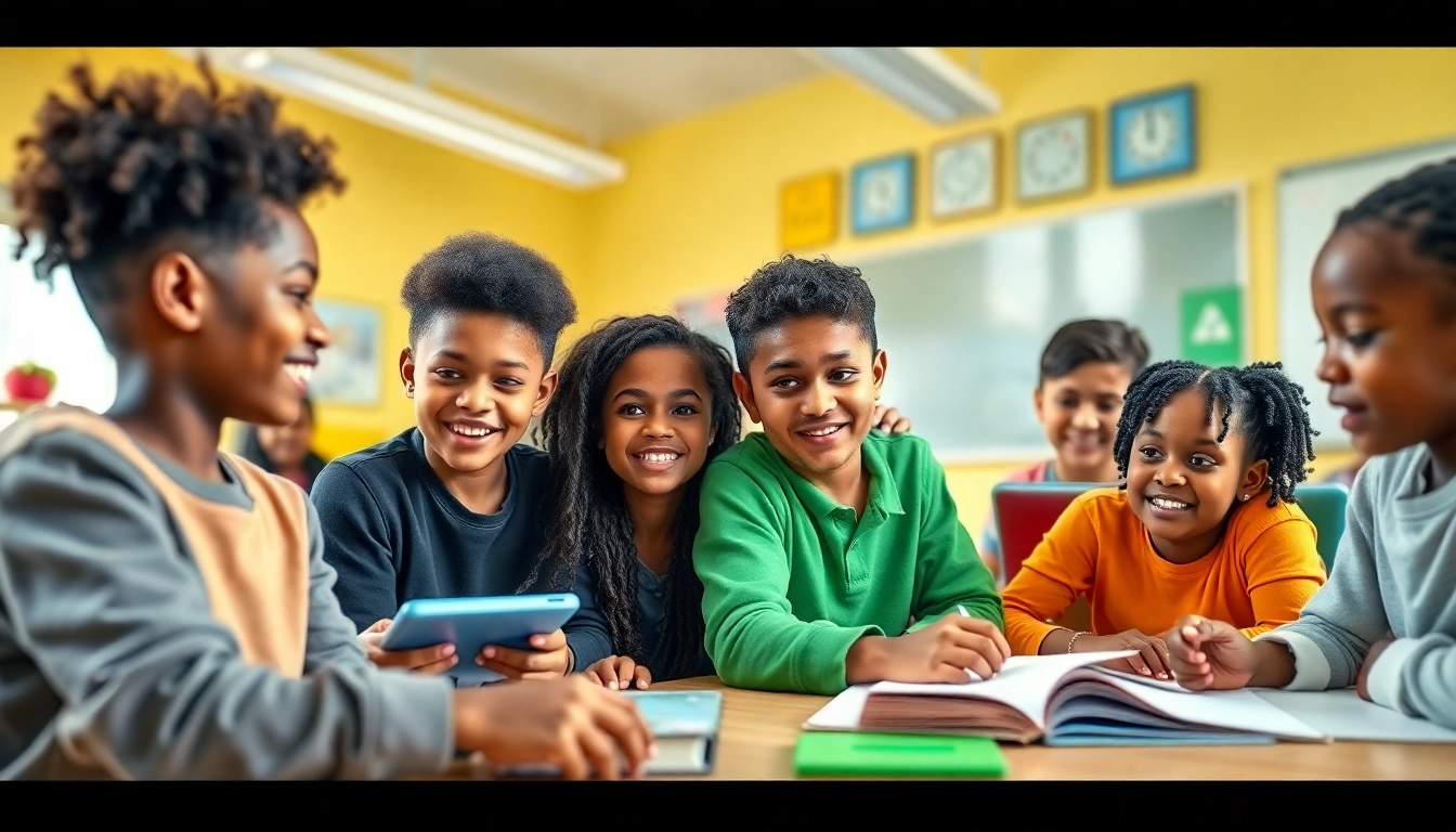 Education-focused classroom scene promoting innovation and equity.