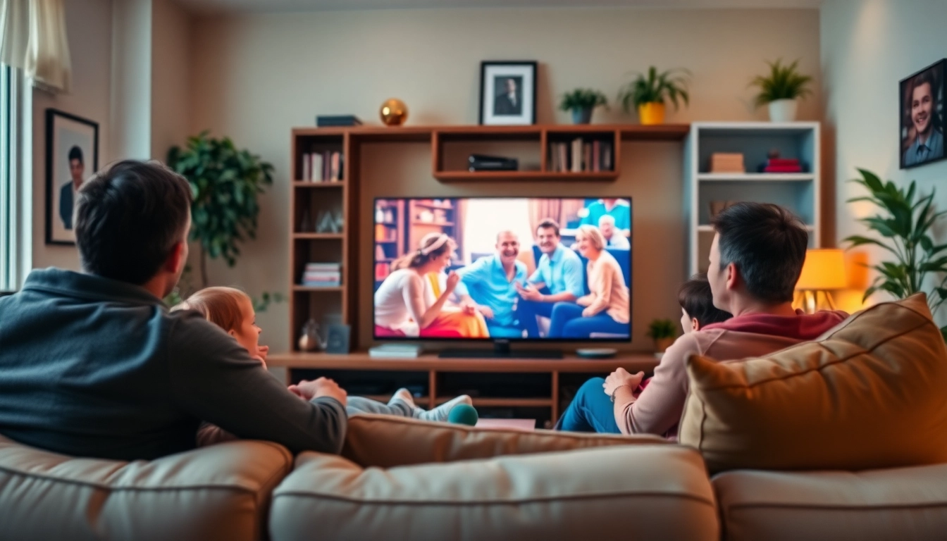 fadaeyat.com에서 가족과 함께 TV를 즐기는 따뜻한 거실 장면