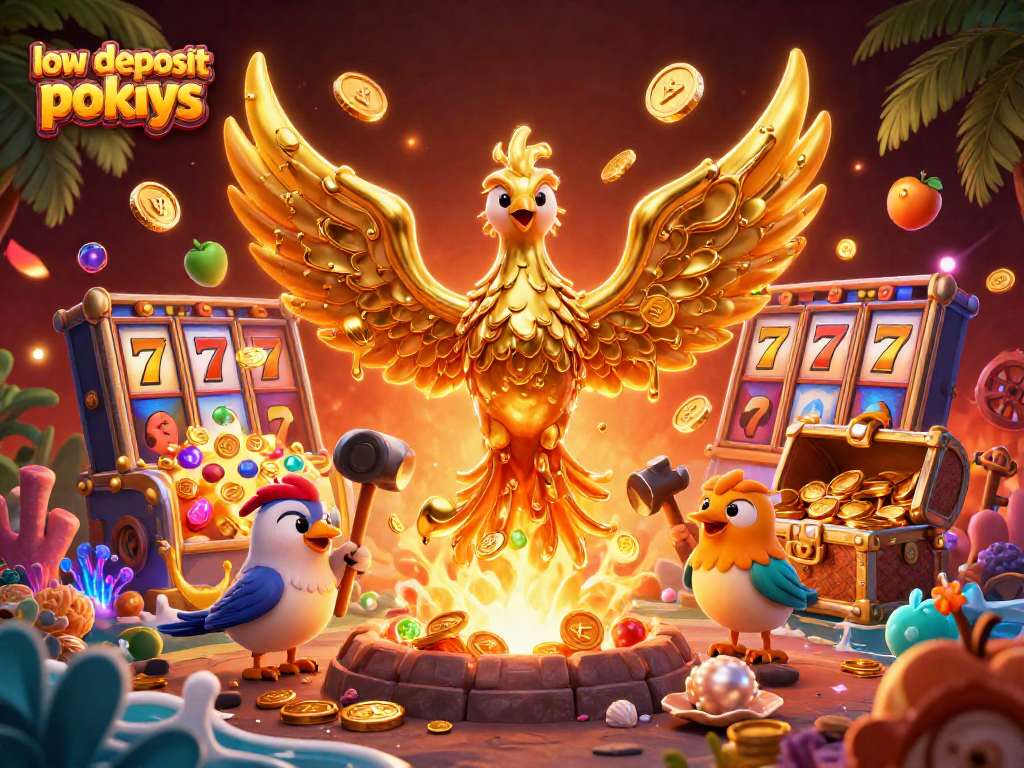 Spin low deposit pokies with vibrant visuals and engaging game elements in a dynamic setting.