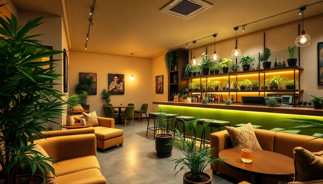 Découvrez l'intérieur de The Corner Cannabis Club Madrid avec une ambiance tranquille et des plantes vertes.