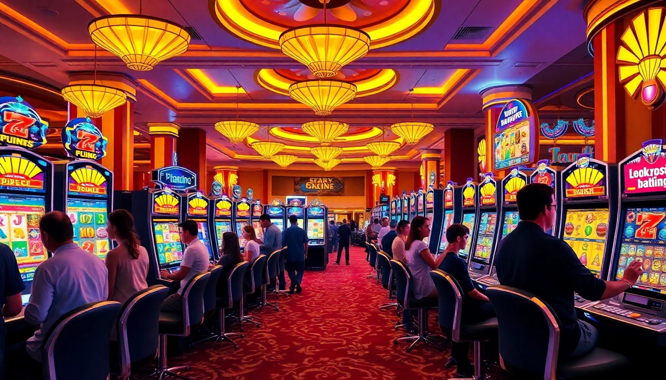 Experience excitement with high RTP Pragmatic Play slot machines in a vibrant casino setting.