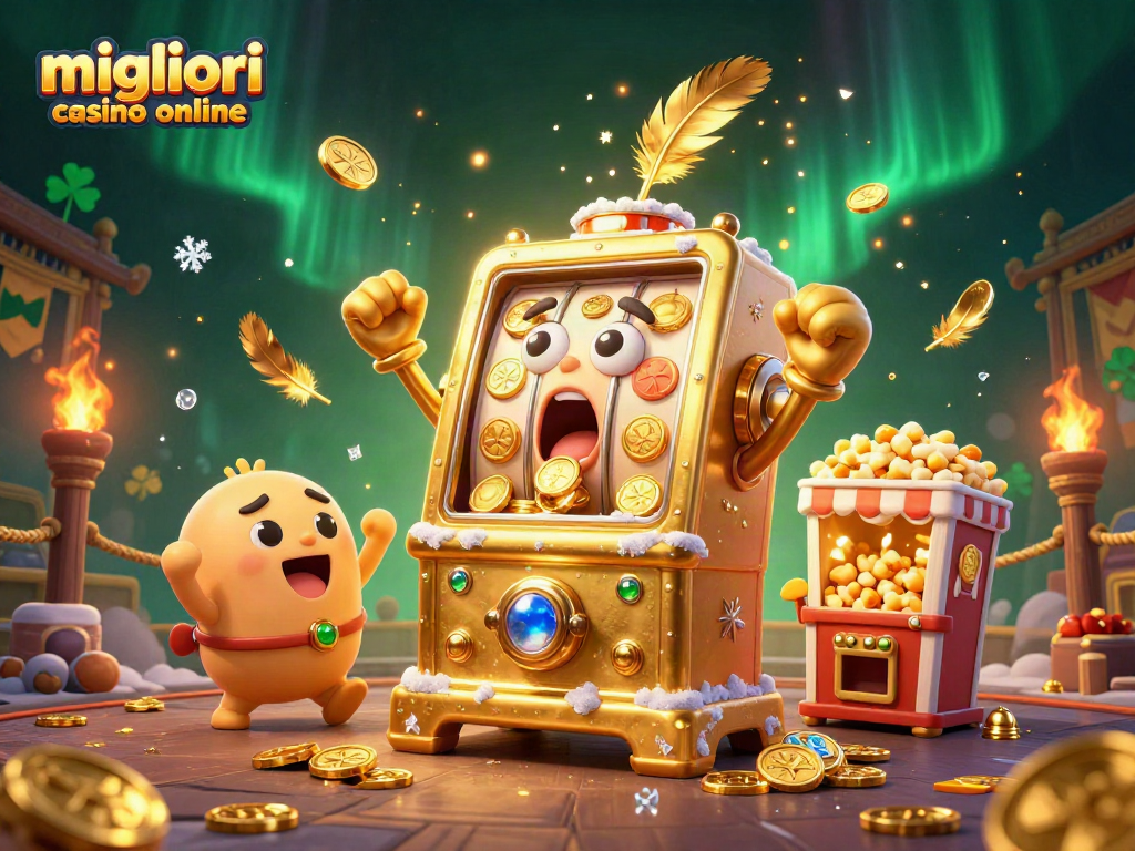 Gioca nei migliori casino online con macchine slot dorate che vincono jackpot e spargono monete.