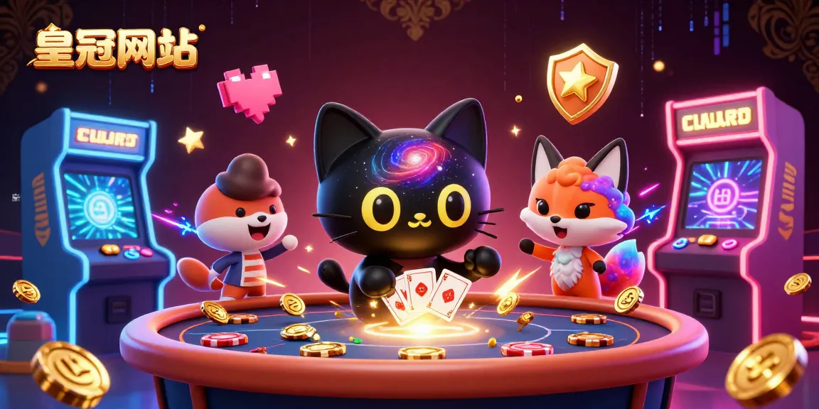 在皇冠网址的宇宙赌场桌上,3D黑洞猫和星云狐狸与金色筹码互动,展现游戏活力