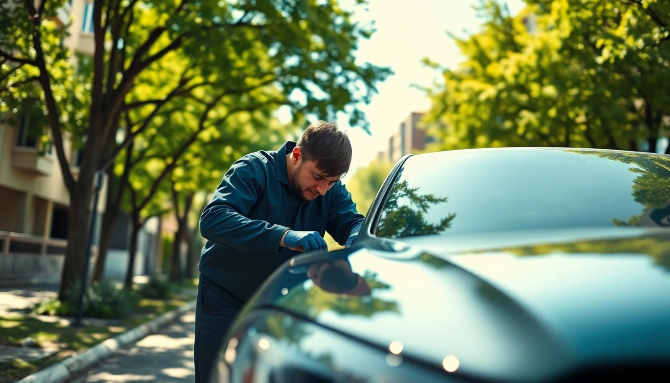 Technician conducting mobile car repair with professional tools on-site.