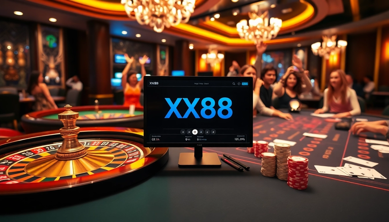 Experience the thrill of gaming at XX88 with vibrant casino elements and an inviting atmosphere.