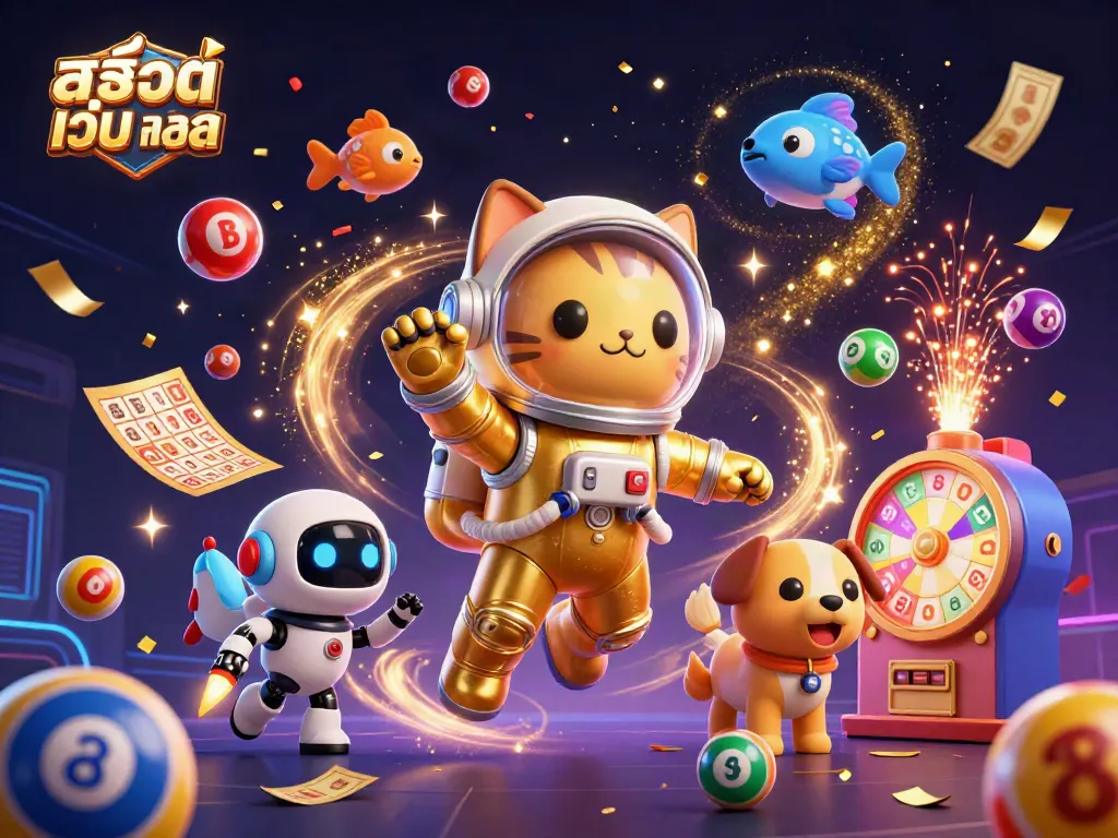เล่น สล็อตเว็บ ตรง กับภาพการ์ตูน 3 มิติที่มีแมวในชุดอวกาศและสุนัขหุ่นยนต์
