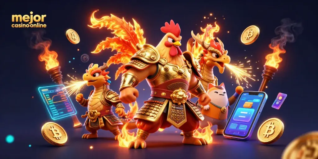 Juega y gana en el mejor casino online mientras disfrutas de una emocionante ilustración 3D con temática de juego.