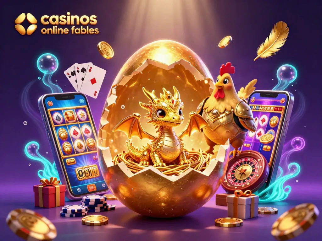 Disfruta de los mejores casinos online fiables con un dragón dorado sobre fichas y elementos de juegos de azar.