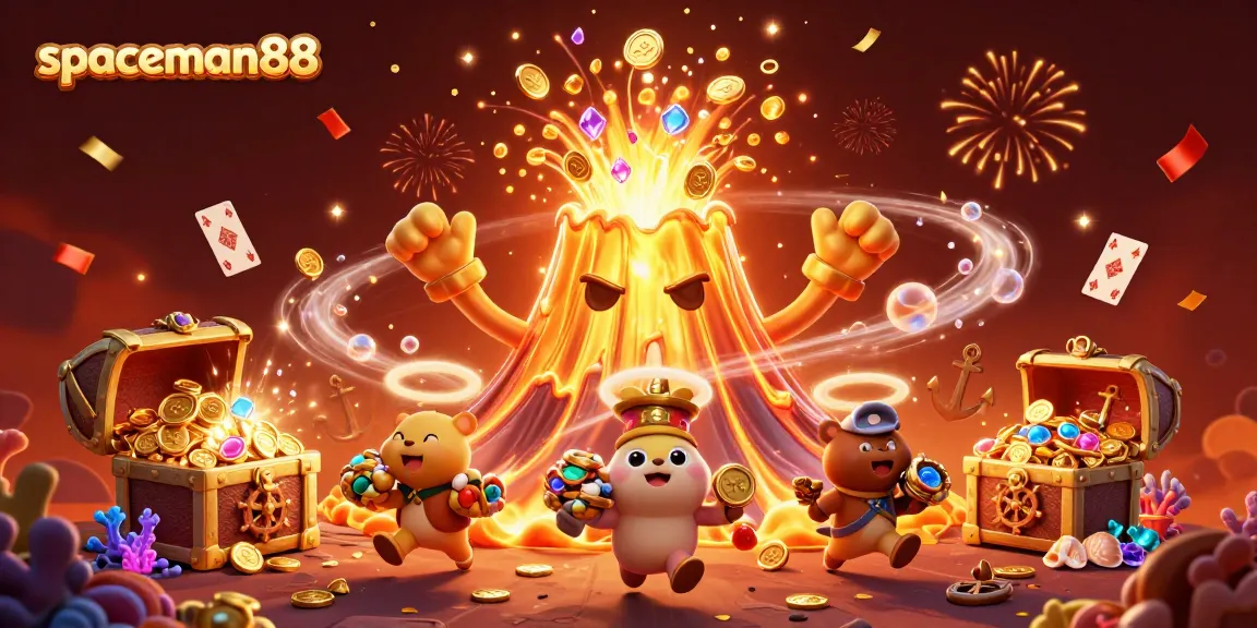 Play exciting games at spaceman88 with a vibrant gold volcano and treasure frenzy!