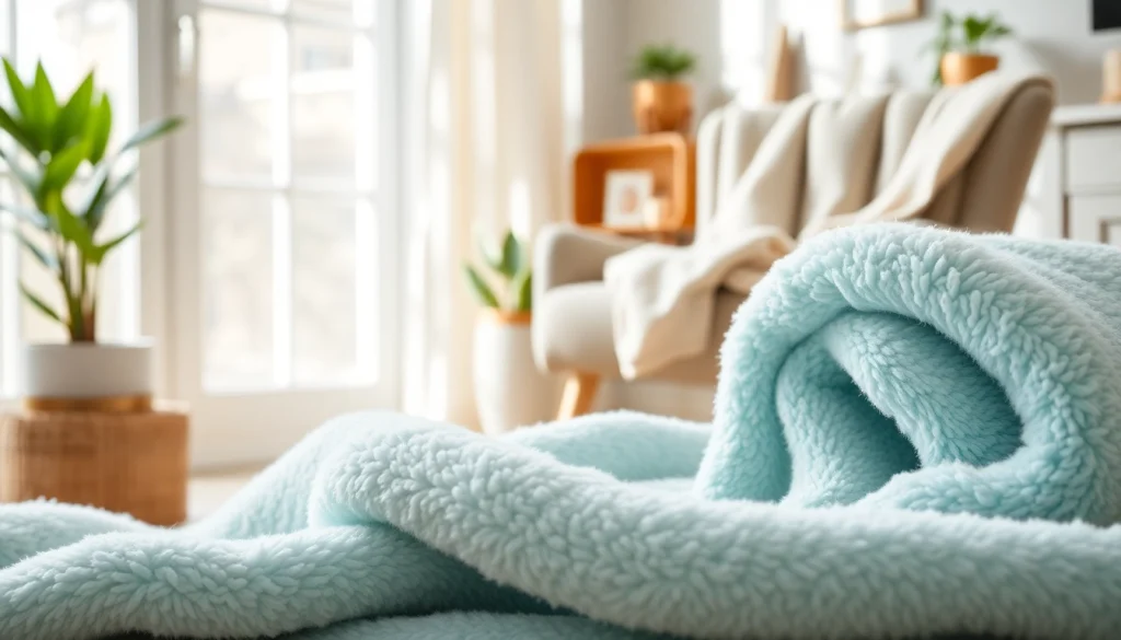 Fleece stof met zachte textuur in een gezellige woonkamersetting.