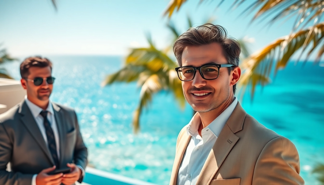 Showcasing Cabo San Lucas real estate with a professional agent in a vibrant coastal setting.