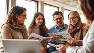 Evaluate life insurance options with a family in a warm, professional setting.