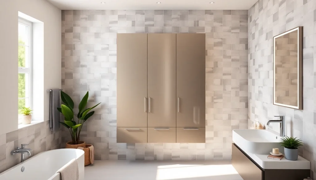 Erleben Sie den eleganten sonni Spiegelschrank mit integrierter Beleuchtung im modernen Badezimmer.