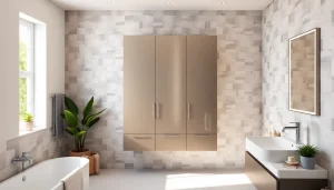 Erleben Sie den eleganten sonni Spiegelschrank mit integrierter Beleuchtung im modernen Badezimmer.