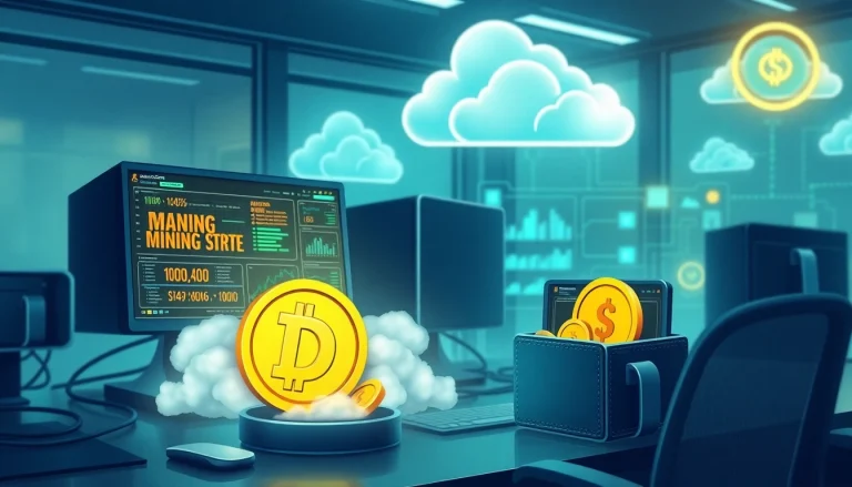 Visual representation of dogecoin cloud mining showcasing technology and innovation in cryptocurrency.