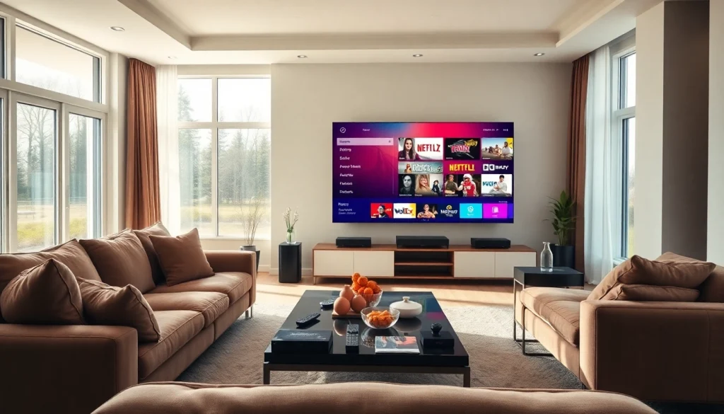 Stream movies and shows via iron iptv in a modern living room setup.