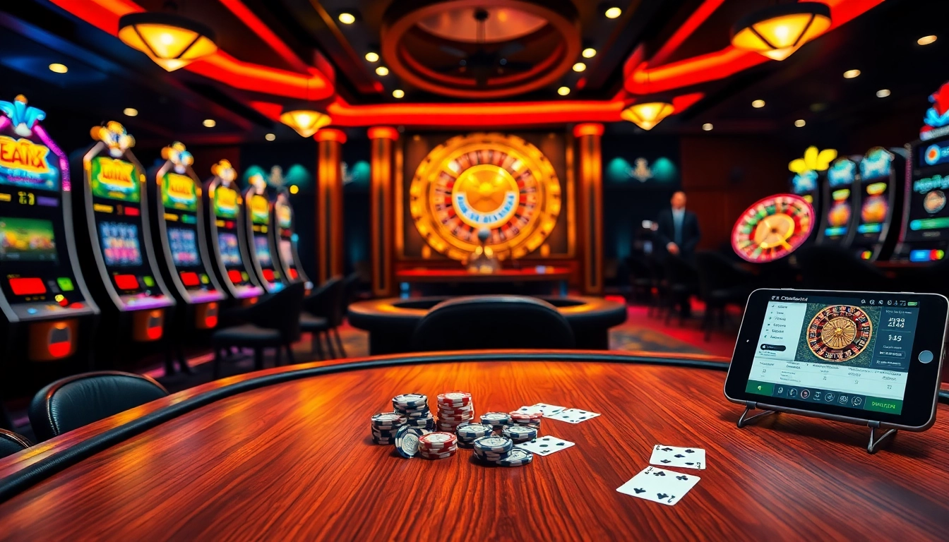 Experience the excitement of ink vao 12bet as a dealer engages with players in a vibrant casino atmosphere.