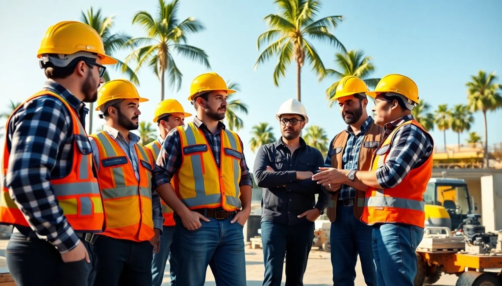 Highlighting the collaboration of diverse professionals in the southern california contractors association on a construction site.