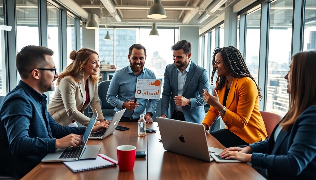 Team strategizing on edmonton seo strategies in a modern office environment.