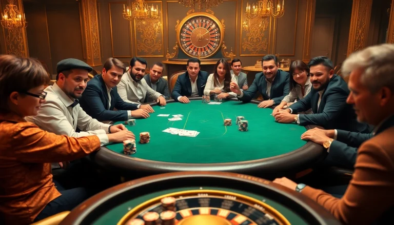 Bongdalu 5 enthusiasts enjoying a thrilling blackjack game at a vibrant casino.