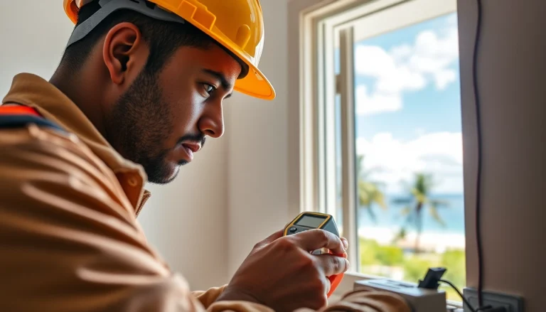 Engaged electrician apprenticeship hawaii participant working on residential wiring installation.