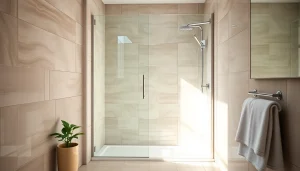 Paroi de douche italienne en verre moderne révélant un design élégant et contemporain.