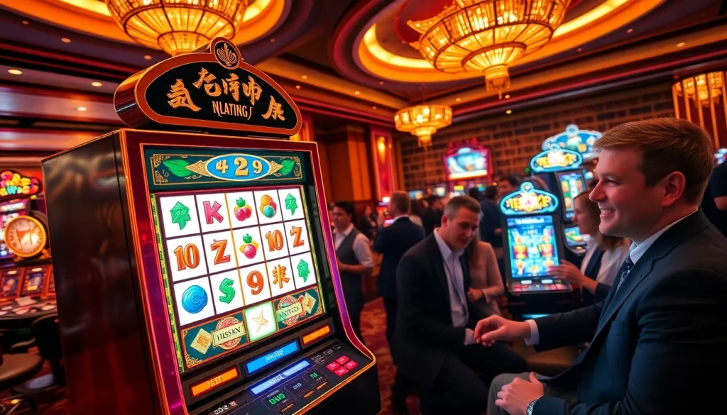 Experience the excitement of a mahjong slot demo with colorful tiles and vibrant casino lights.