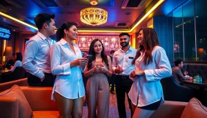 Experience gdmc.bio's upscale entertainment service in a vibrant karaoke lounge with stylish managers.