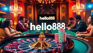 Experience the thrill of the hello88 table game with colorful chips and a spinning roulette wheel.