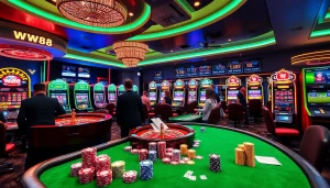 Experience thrilling gameplay at WW88 with vibrant slot machines and casino tables.