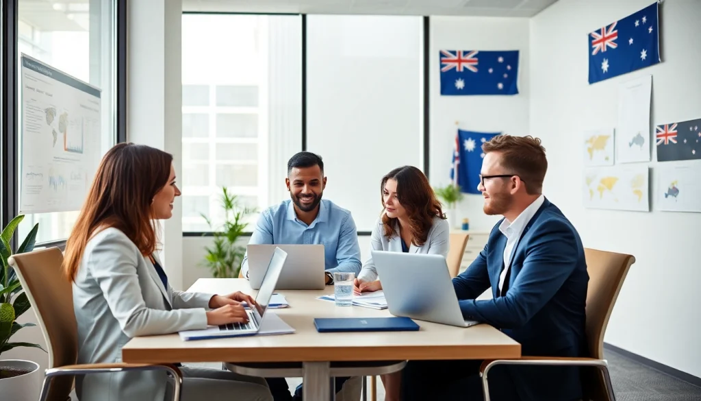 Migration agents in Brisbane providing professional consultation in a modern office.