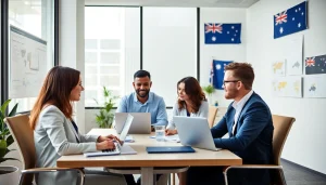 Migration agents in Brisbane providing professional consultation in a modern office.